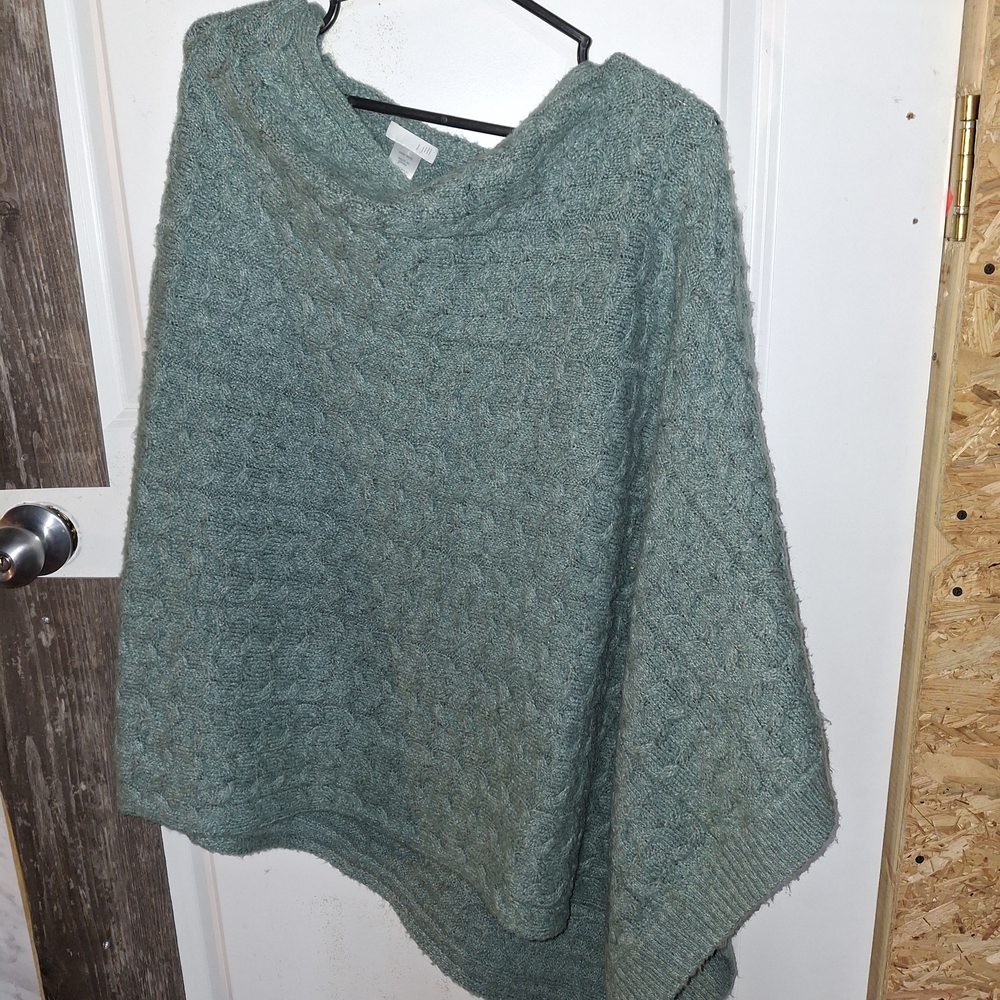 💗$12 Elegant Green Cable Knit Cape/Poncho